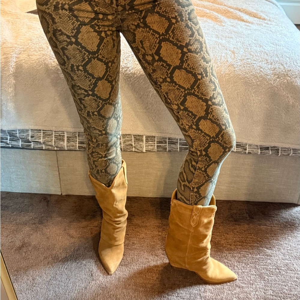 Zara Snake Print Jean Leggings with Tan Accents